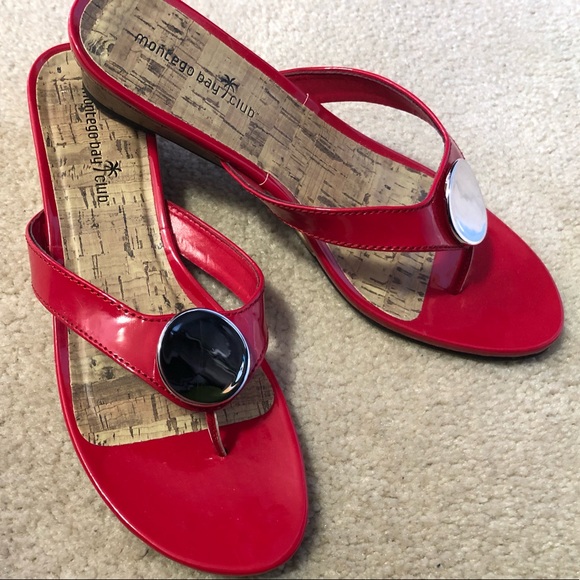Red Patent Sandals; - Picture 1 of 7